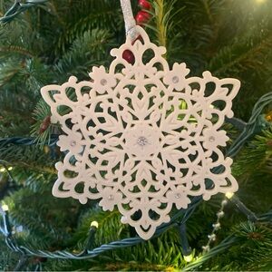 Vintage Large Porcelain Lace Snowflake Ornament